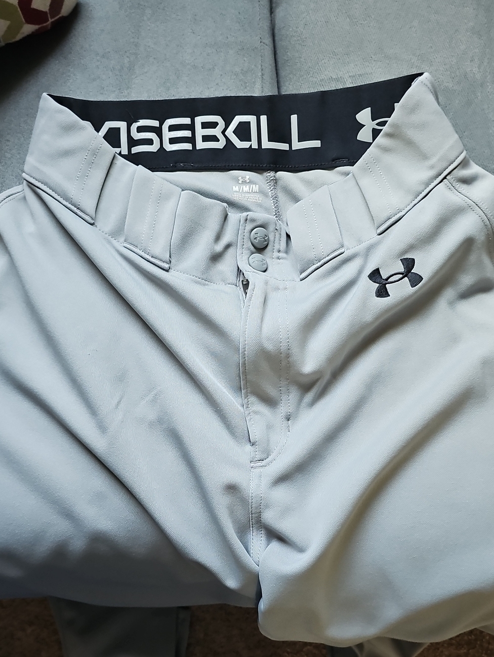 Under Armour Light Gray Men's Baseball Sweatpants with Black Inner Waistband